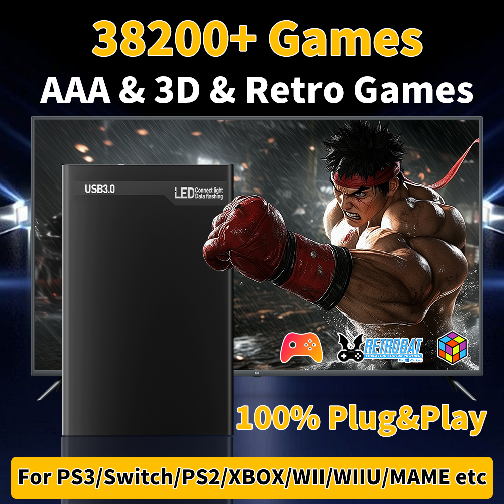 Retro Gaming Hard Drive - MIX 500GB 3 System in 1