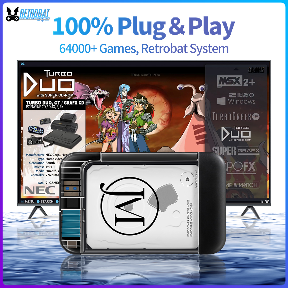 Retro Gaming Monitor - RETROBAT Portable 500G Gaming HDD Consoles