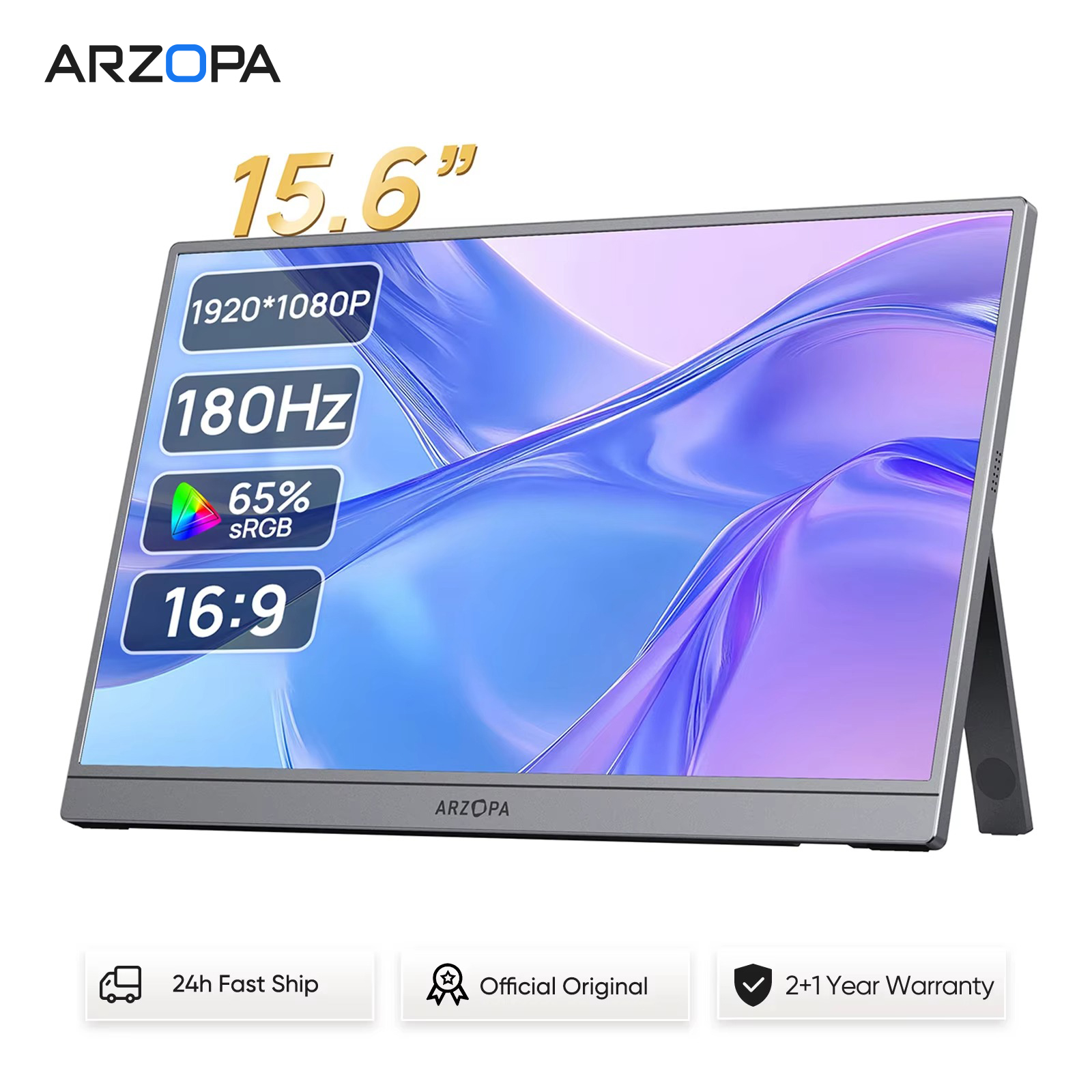 Retro Gaming Monitor - ARZOPA 15.6 inch 1080P 100%sRGB Grey