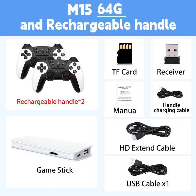 Retro Gaming Handheld Console - M15 Game Stick Mini TV Rechargeable
